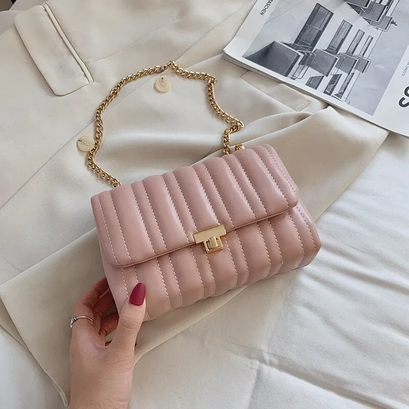 Christmas Gift Trending Chain PU Leather Crossbody Bags For Women 2021 Winter Simple Branded Shoulder Handbags Female Designer Hand Bag