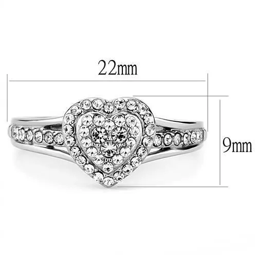CJ3249 Wholesale Women's Stainless Steel Top Grade Crystal Clear Heart Ring