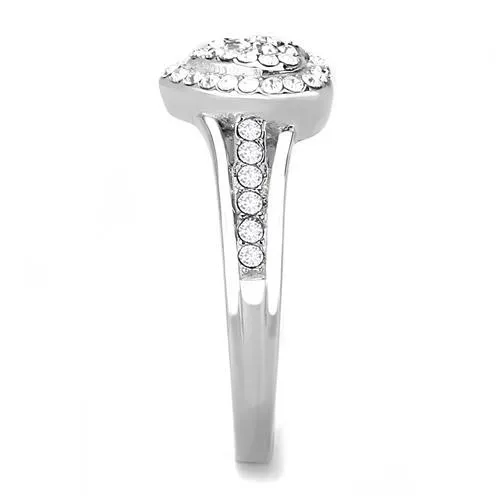 CJ3249 Wholesale Women's Stainless Steel Top Grade Crystal Clear Heart Ring