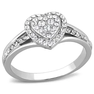 CJ3249 Wholesale Women's Stainless Steel Top Grade Crystal Clear Heart Ring