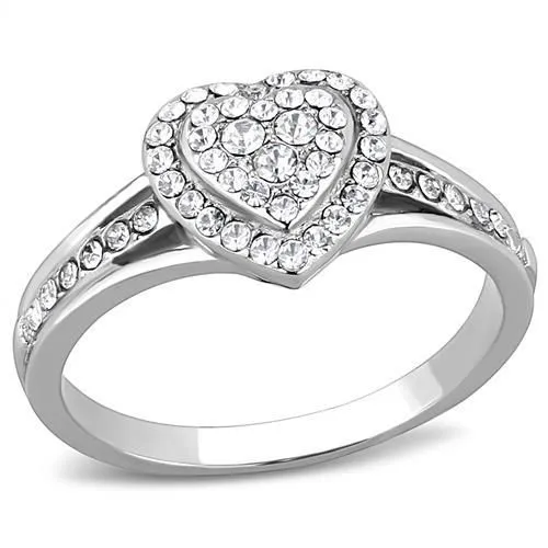 CJ3249 Wholesale Women's Stainless Steel Top Grade Crystal Clear Heart Ring