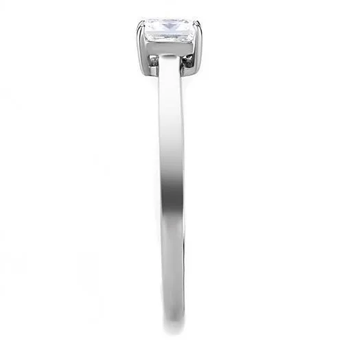 CJ3250 Wholesale Women's Stainless Steel High polished AAA Grade CZ Clear Square Cut Minimal Ring