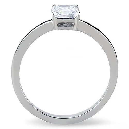 CJ3250 Wholesale Women's Stainless Steel High polished AAA Grade CZ Clear Square Cut Minimal Ring