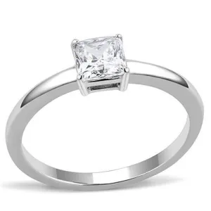 CJ3250 Wholesale Women's Stainless Steel High polished AAA Grade CZ Clear Square Cut Minimal Ring