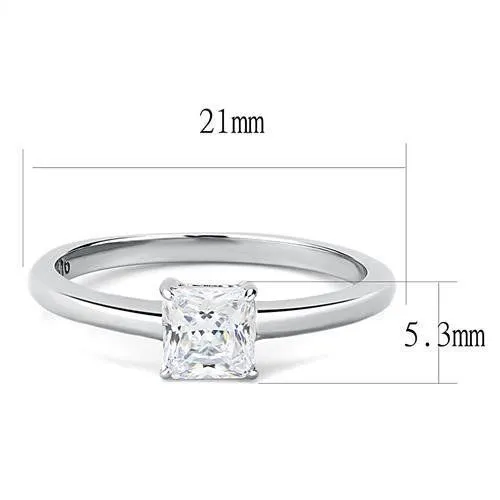 CJ3250 Wholesale Women's Stainless Steel High polished AAA Grade CZ Clear Square Cut Minimal Ring