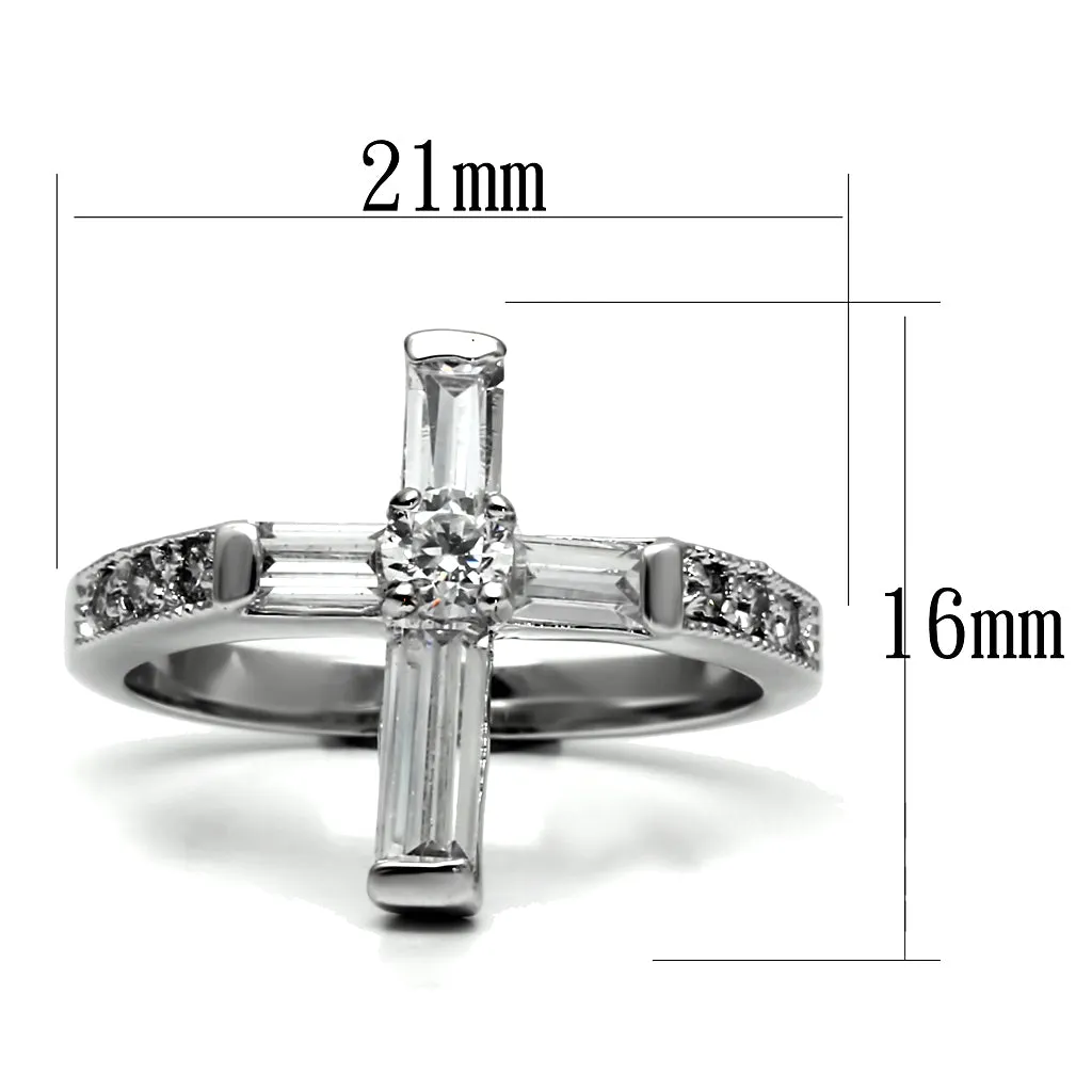 CJE2871 Wholesale Stainless Steel Clear CZ Cross Ring