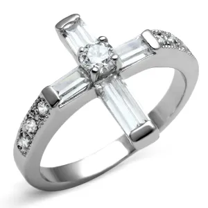 CJE2871 Wholesale Stainless Steel Clear CZ Cross Ring