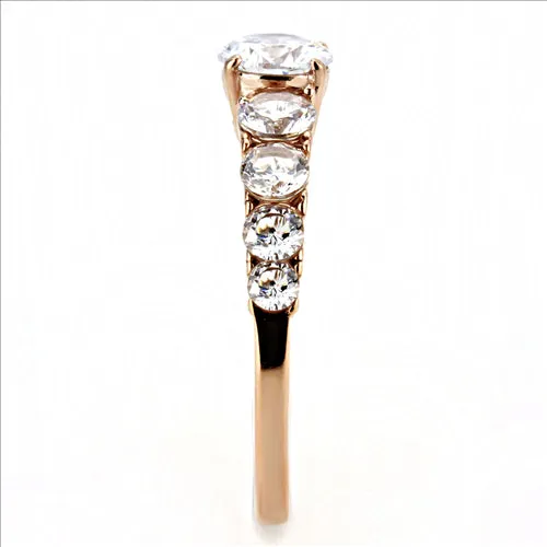 CJE3516 Wholesale Women's Stainless Steel IP Rose Gold AAA Grade CZ Clear Minimal Ring
