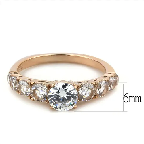 CJE3516 Wholesale Women's Stainless Steel IP Rose Gold AAA Grade CZ Clear Minimal Ring