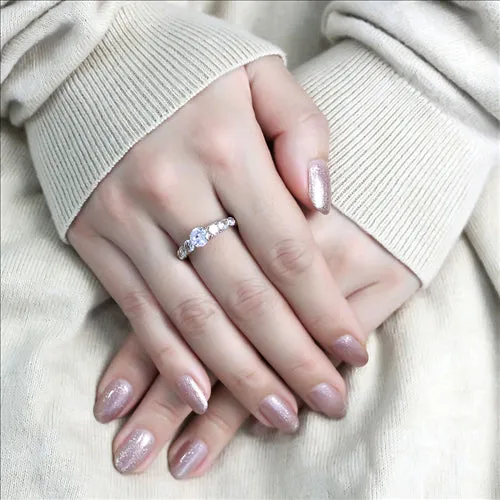 CJE3516 Wholesale Women's Stainless Steel IP Rose Gold AAA Grade CZ Clear Minimal Ring