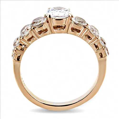 CJE3516 Wholesale Women's Stainless Steel IP Rose Gold AAA Grade CZ Clear Minimal Ring