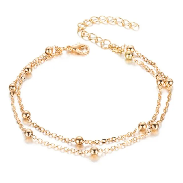 Classic White Dripping Oil Metal Shell Anklets Small Tassel Chain Sandals Ankle Bracelet For Women Beach Foot Jewelry AN025