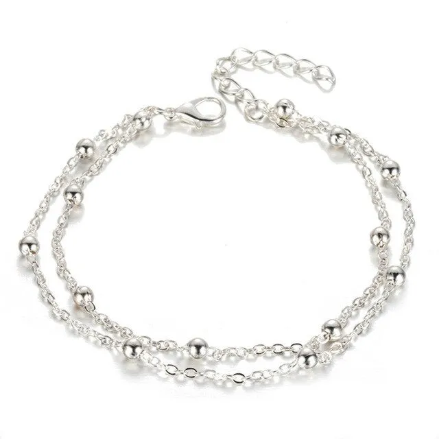 Classic White Dripping Oil Metal Shell Anklets Small Tassel Chain Sandals Ankle Bracelet For Women Beach Foot Jewelry AN025