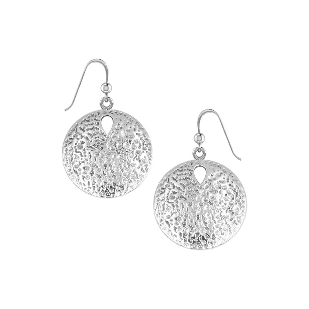 Coastal Charm Sterling Silver Hammer Textured Sand Dollar Earrings by Peter Stone