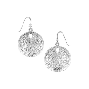 Coastal Charm Sterling Silver Hammer Textured Sand Dollar Earrings by Peter Stone