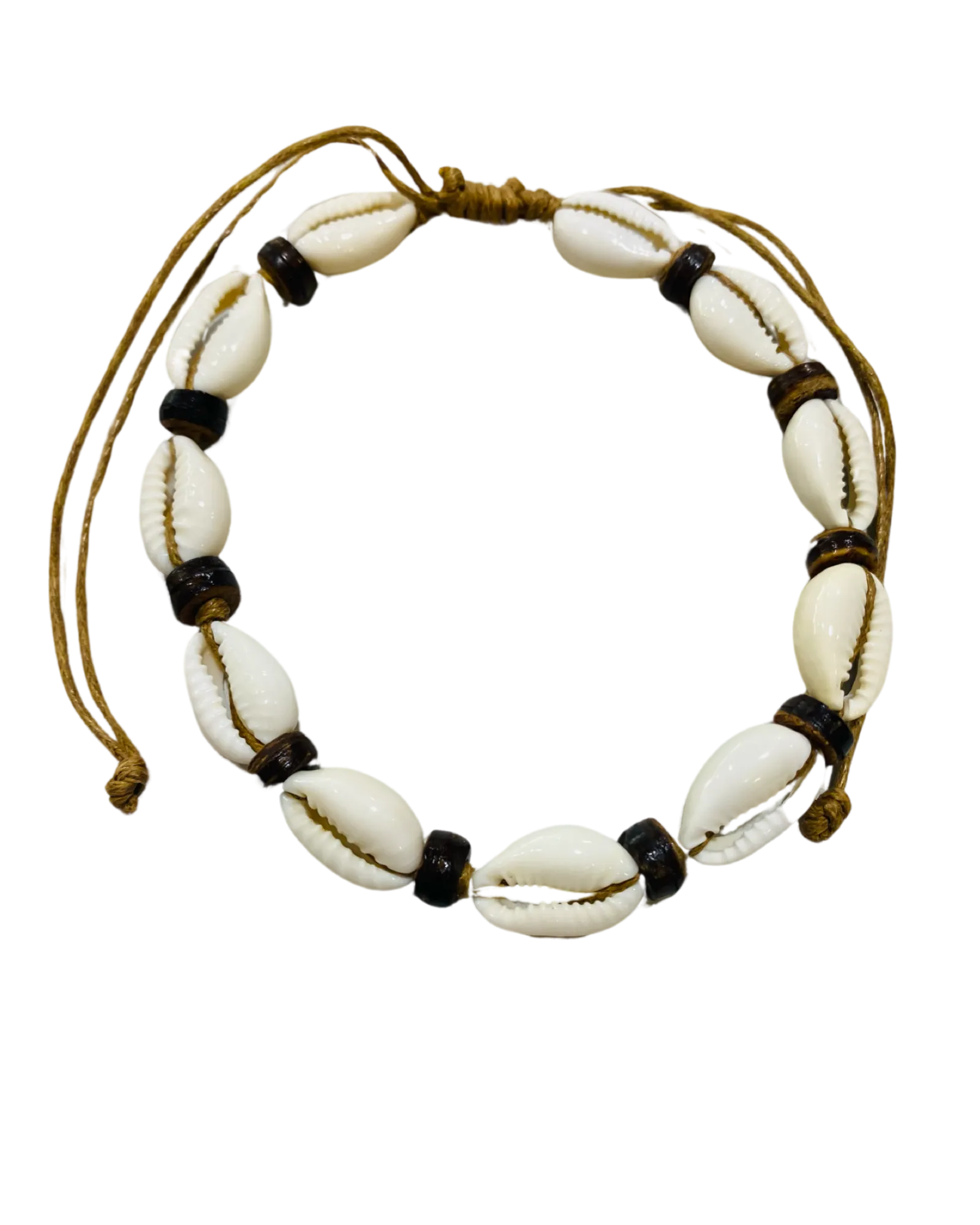 Cowrie Shell & Brown Bead Anklets - Pack 10
