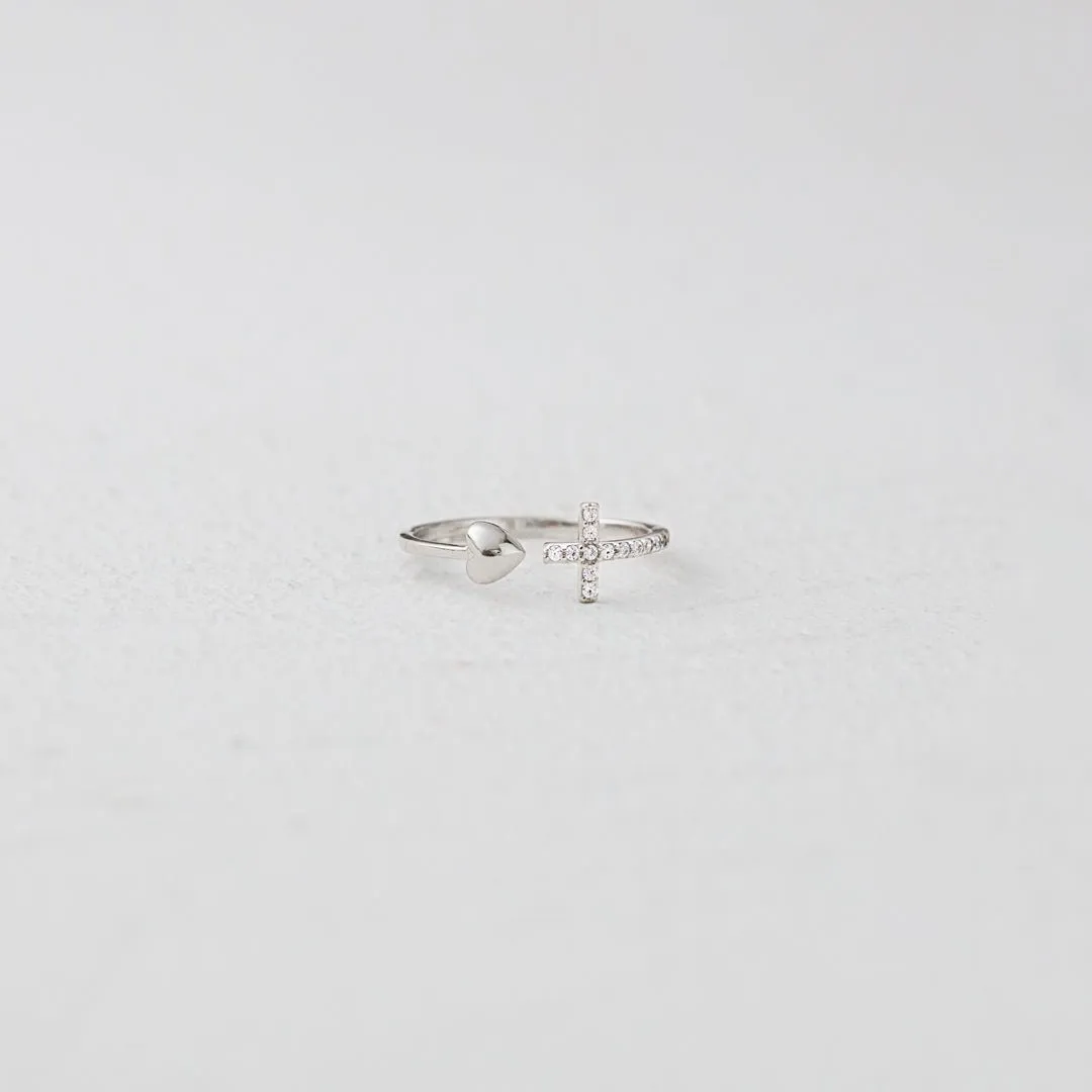 Cross & Heart Ring