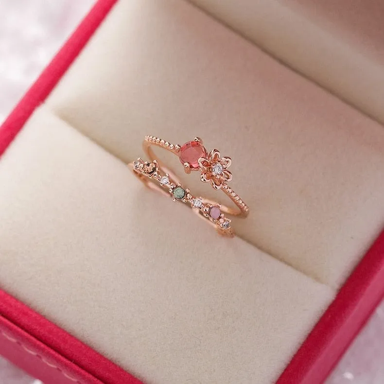 Crystal Flower Ring For Ladies