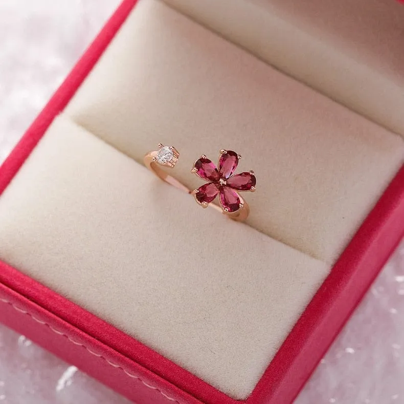 Crystal Flower Ring For Ladies