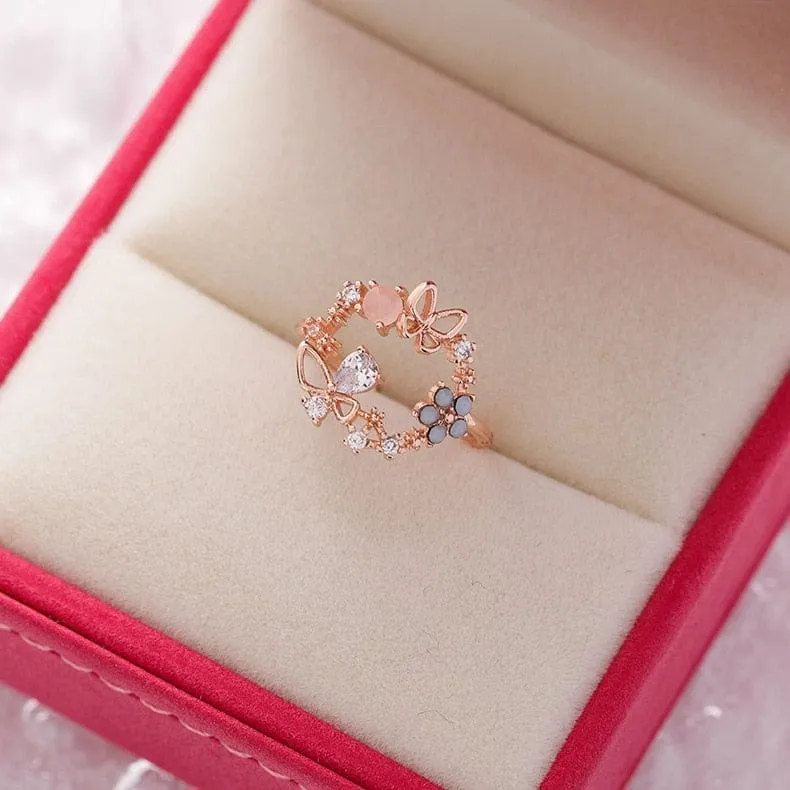 Crystal Flower Ring For Ladies