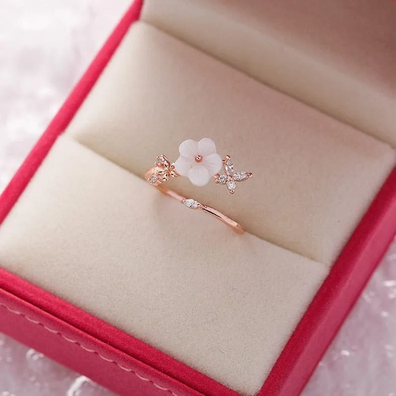 Crystal Flower Ring For Ladies