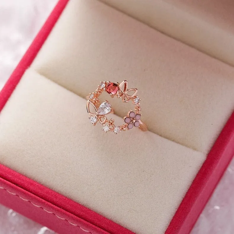 Crystal Flower Ring For Ladies