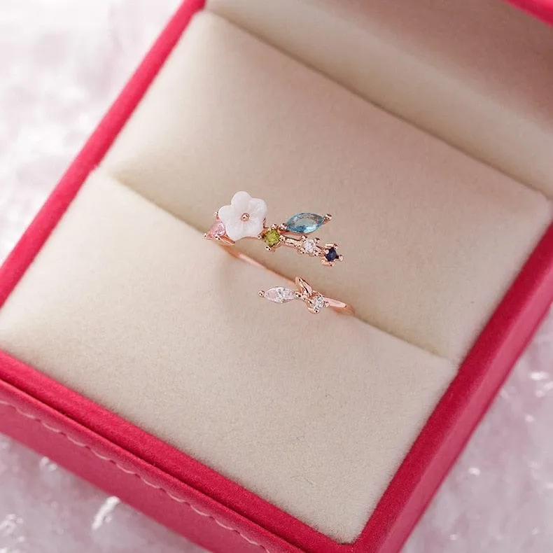 Crystal Flower Ring For Ladies