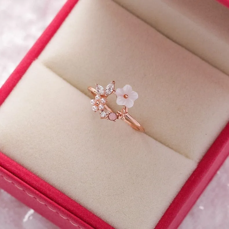 Crystal Flower Ring For Ladies