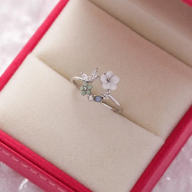 Crystal Flower Ring For Ladies