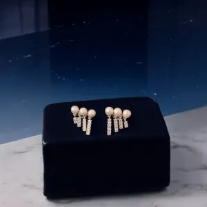 Cute pearl dangling 925 silver earring