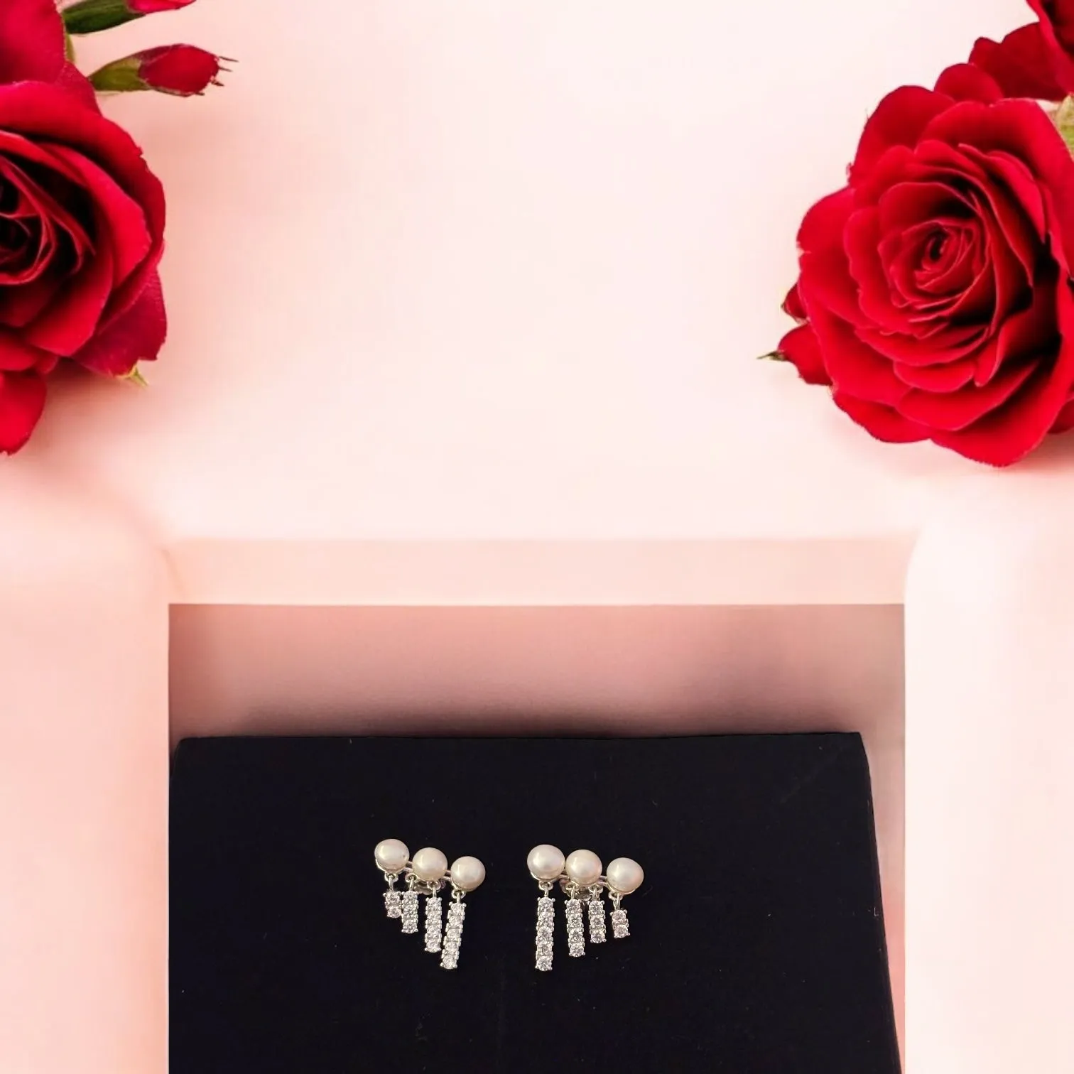 Cute pearl dangling 925 silver earring