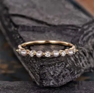Dainty Pearl Golden Ring