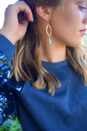 Dangle Earring with turquoise drop