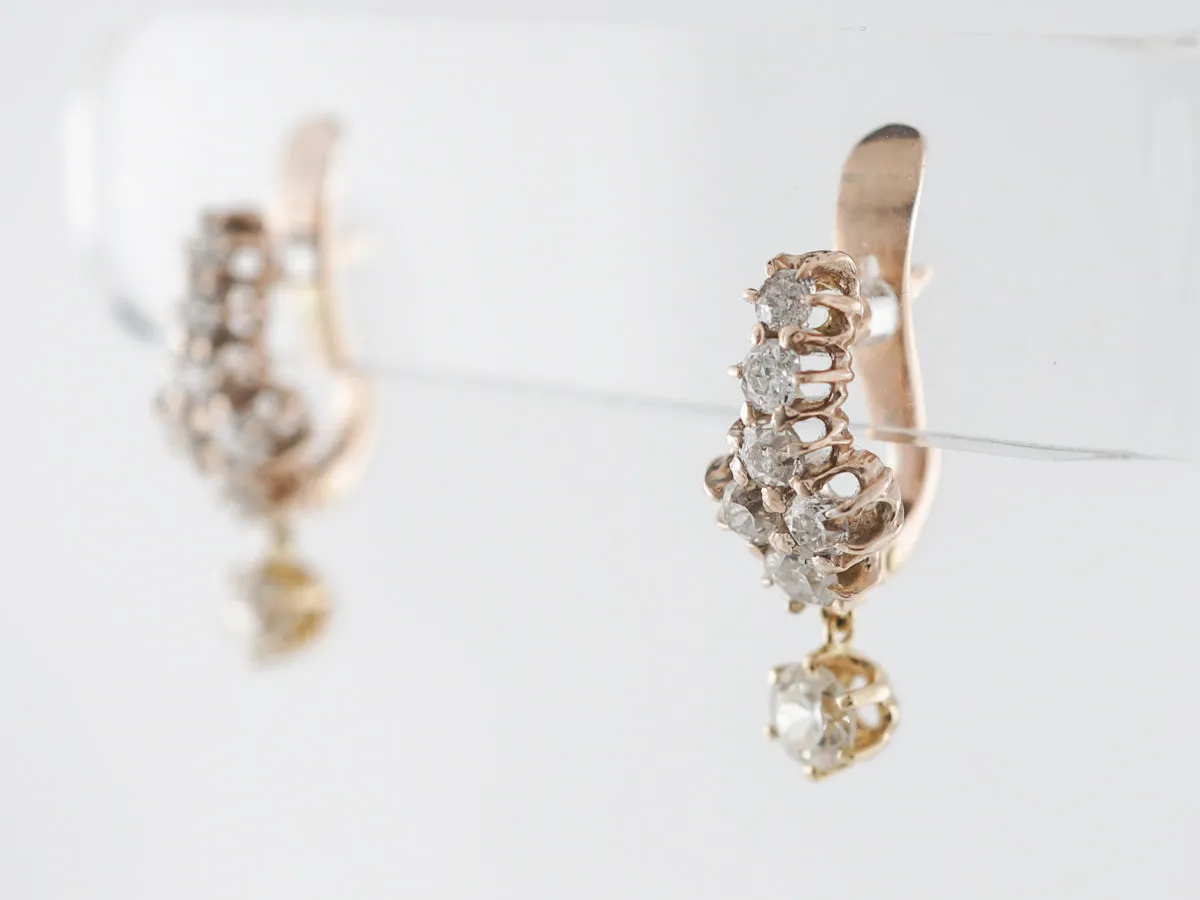 Deco Diamond Dangle Earrings in Yellow Gold