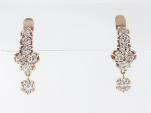 Deco Diamond Dangle Earrings in Yellow Gold