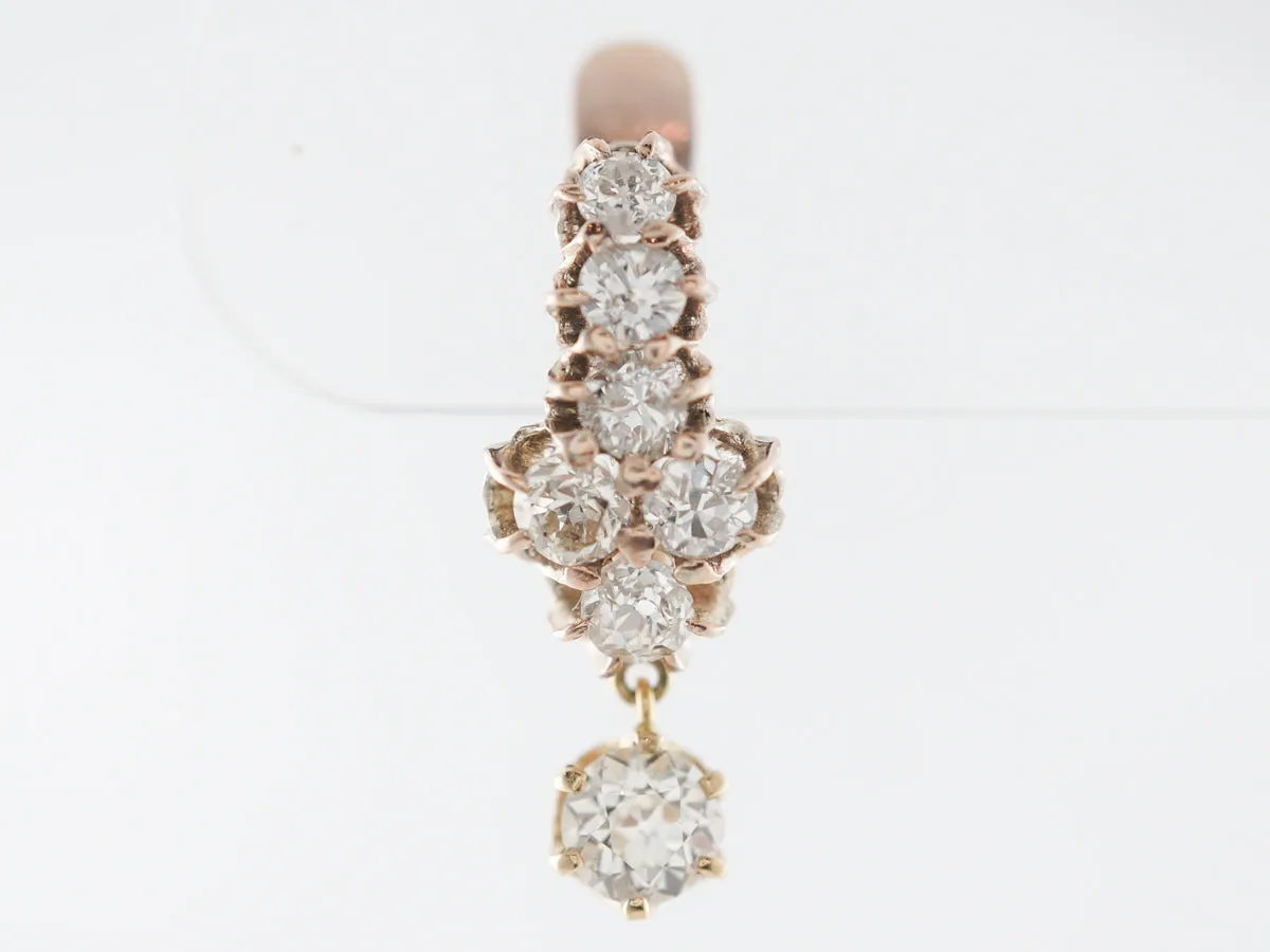 Deco Diamond Dangle Earrings in Yellow Gold