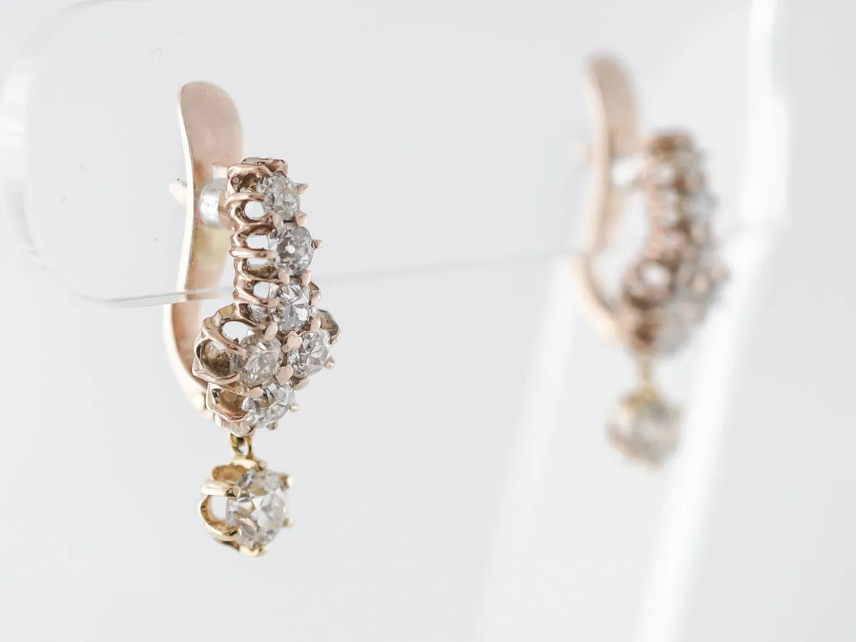 Deco Diamond Dangle Earrings in Yellow Gold