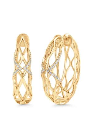 Dentelle Gold and Diamond Hoops