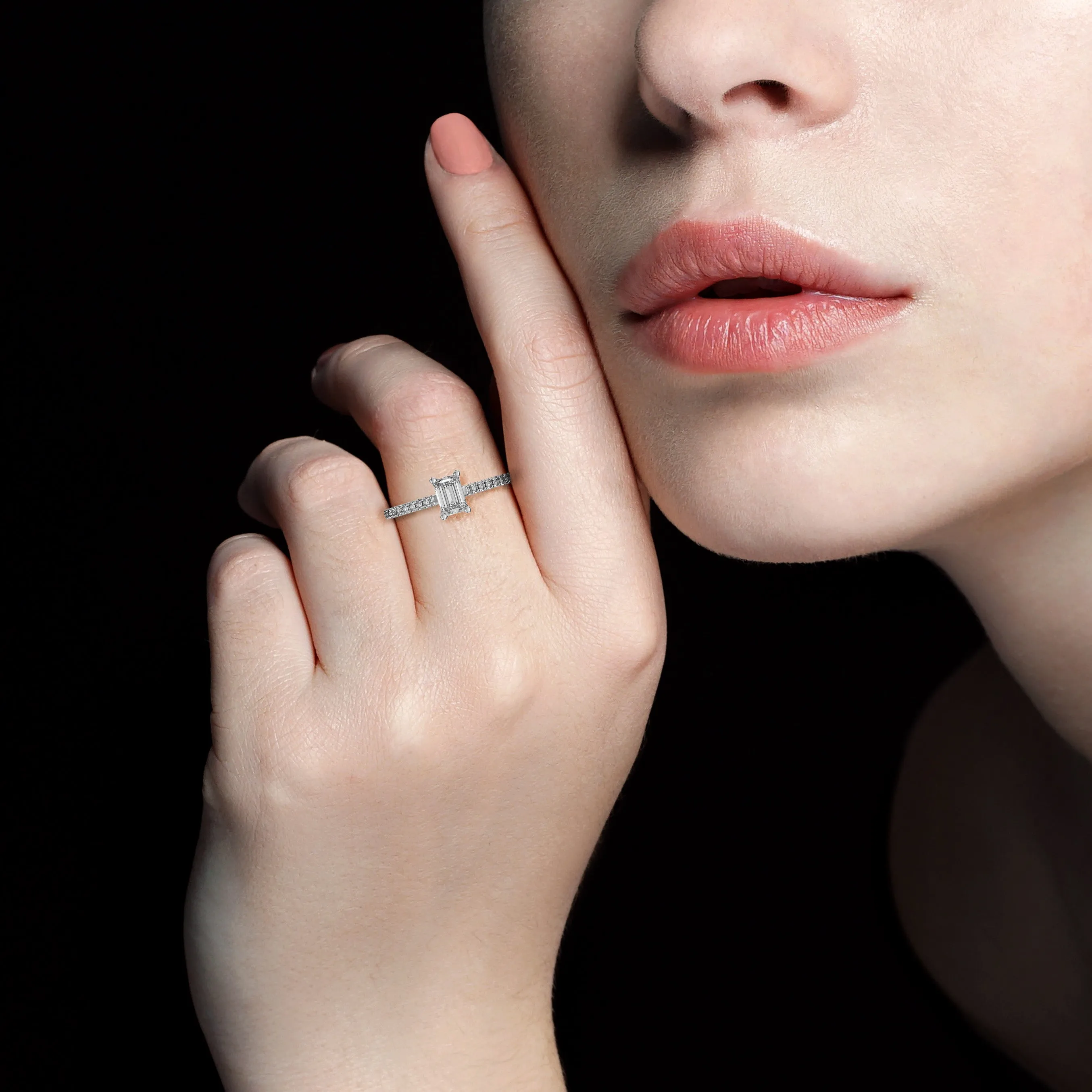 Diamond Accented Emerald/Radiant Setting