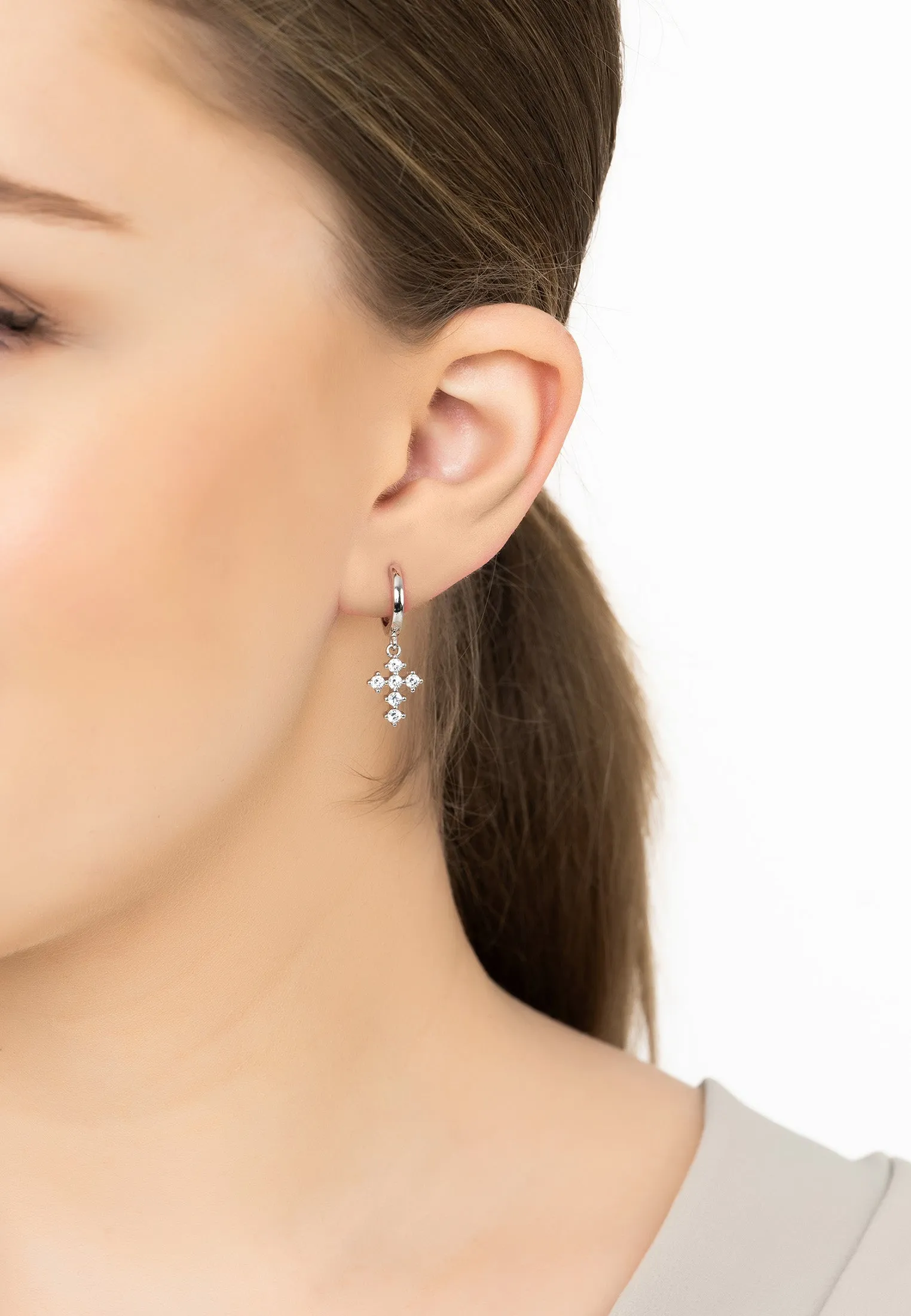 Divinity Fashion Huggie Hoop Earrings in Silver