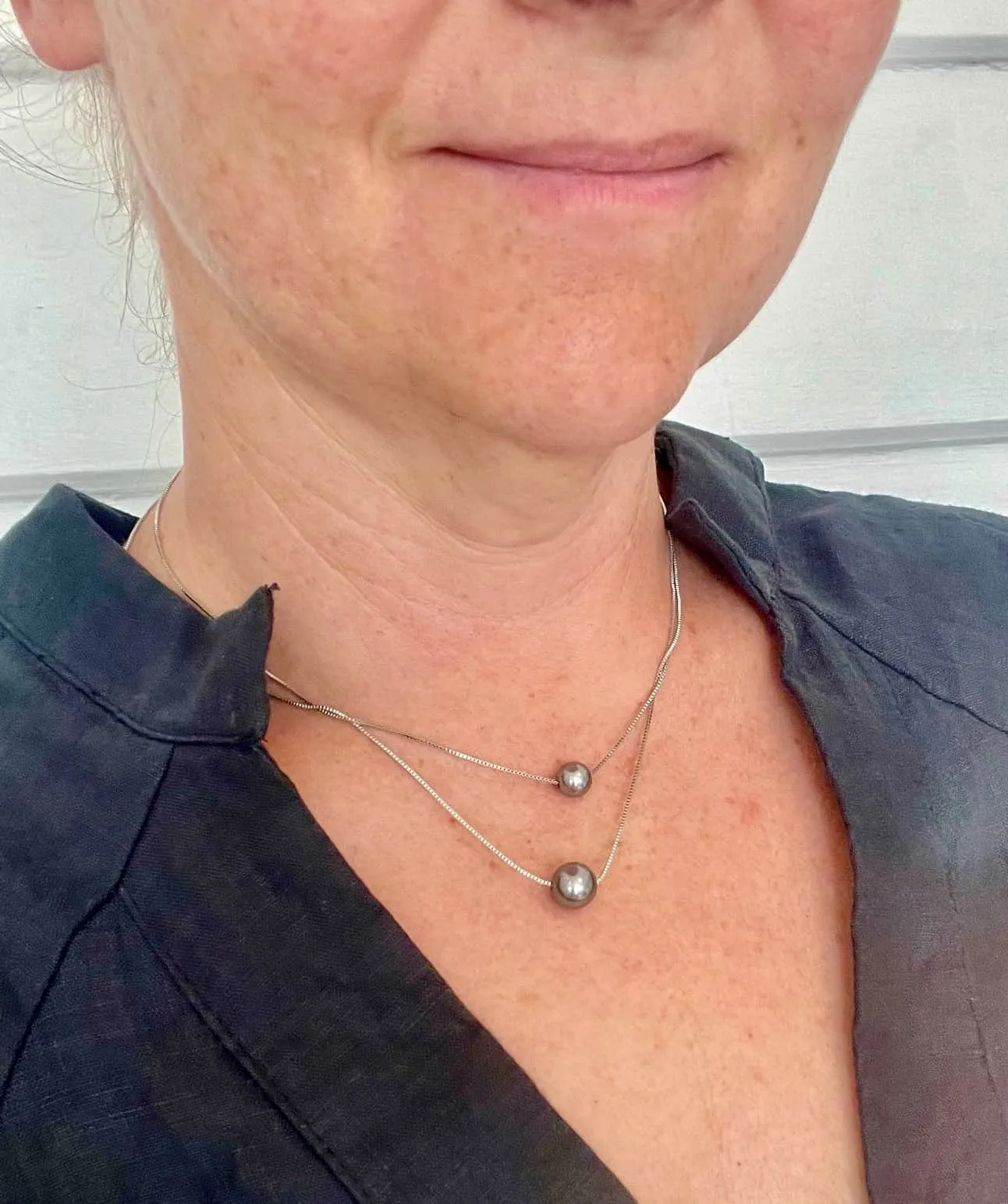 Double Black Pearl Necklace
