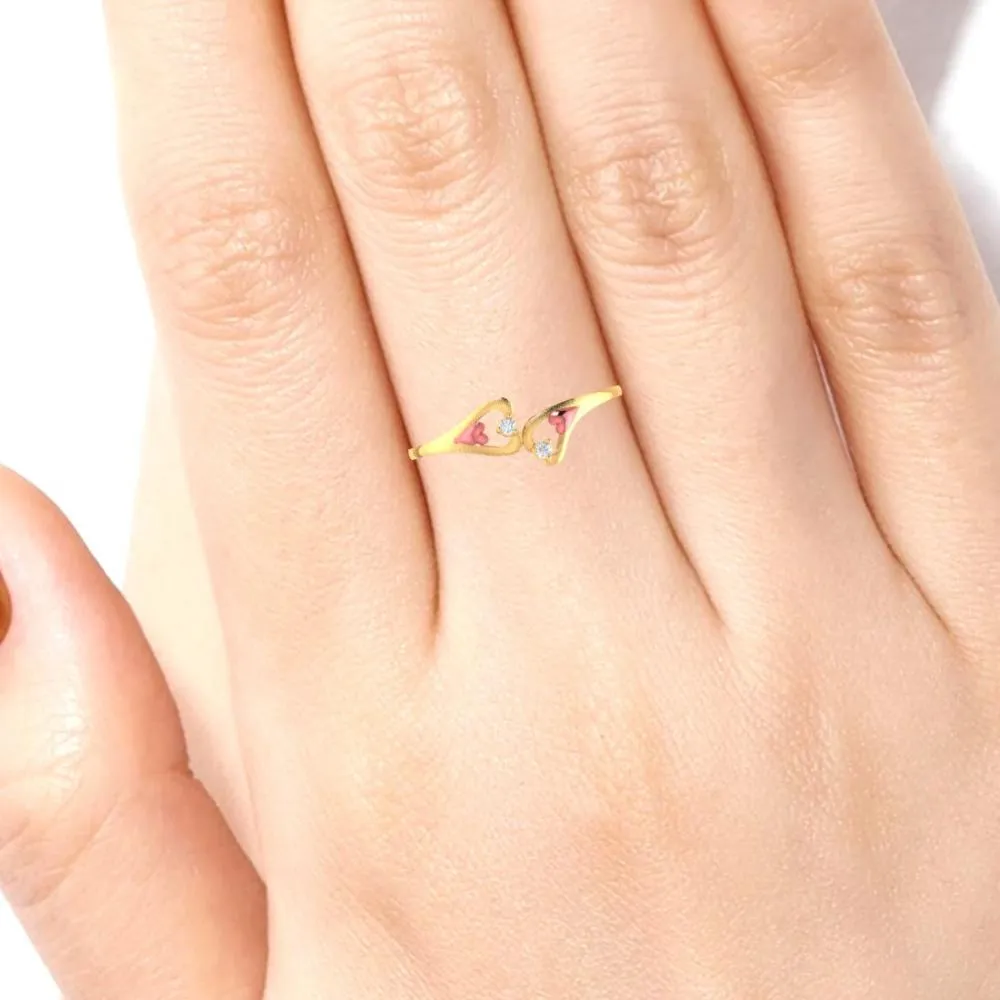 Double Mini Hearts 22k Gold Ring
