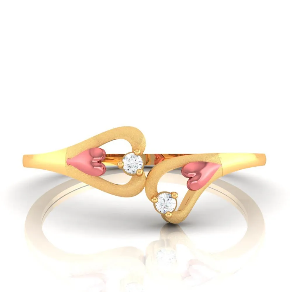 Double Mini Hearts 22k Gold Ring