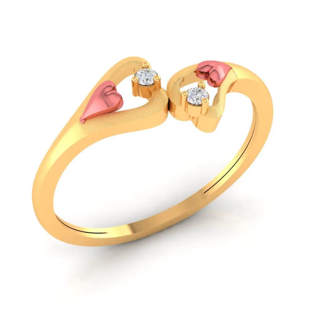 Double Mini Hearts 22k Gold Ring