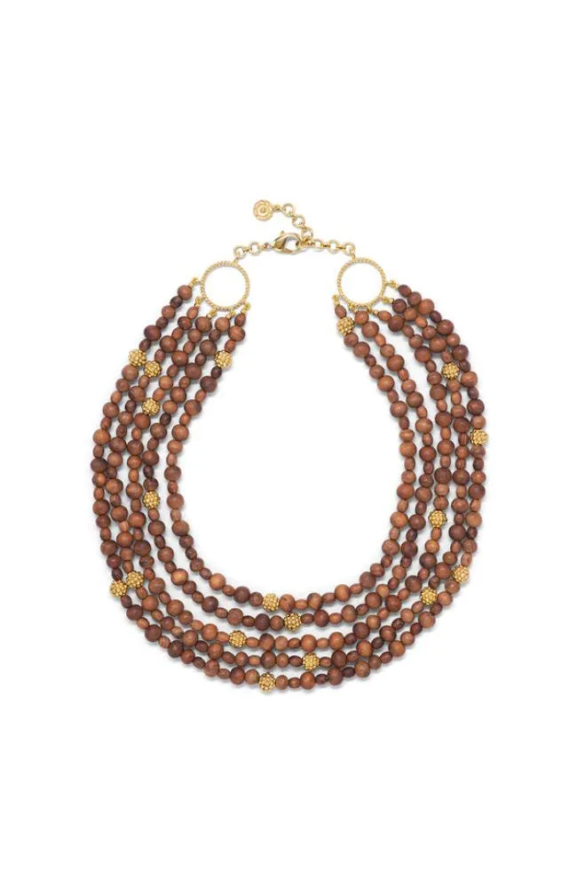 Earth Goddess 5 Strand Necklace with Teak
