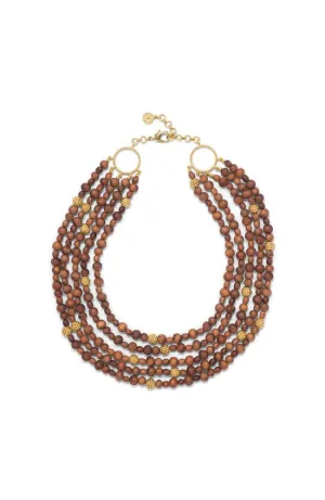 Earth Goddess 5 Strand Necklace with Teak
