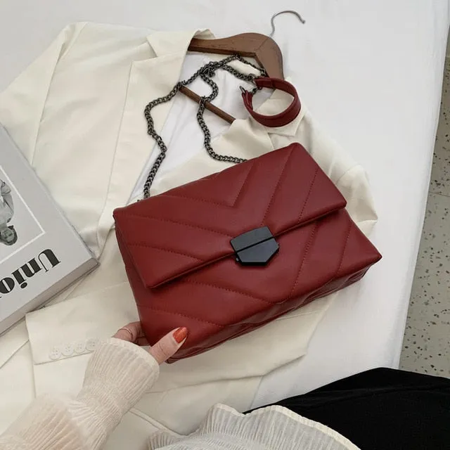 Embroidery Thread Small PU Leather Crossbody Bags for Women 2021 Trend Hand Bag Women's Branded Trending Shoulder Handbags