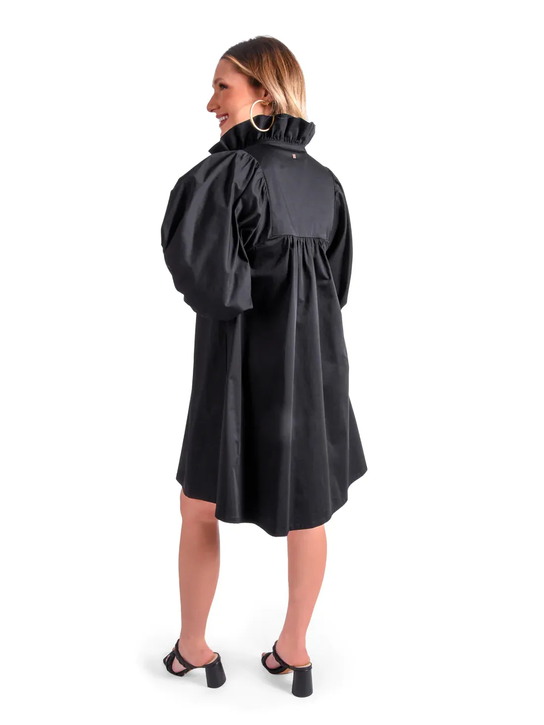 EMILY MCCARTHY Stella Dress - Black Cotton Poplin
