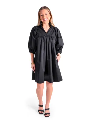 EMILY MCCARTHY Stella Dress - Black Cotton Poplin