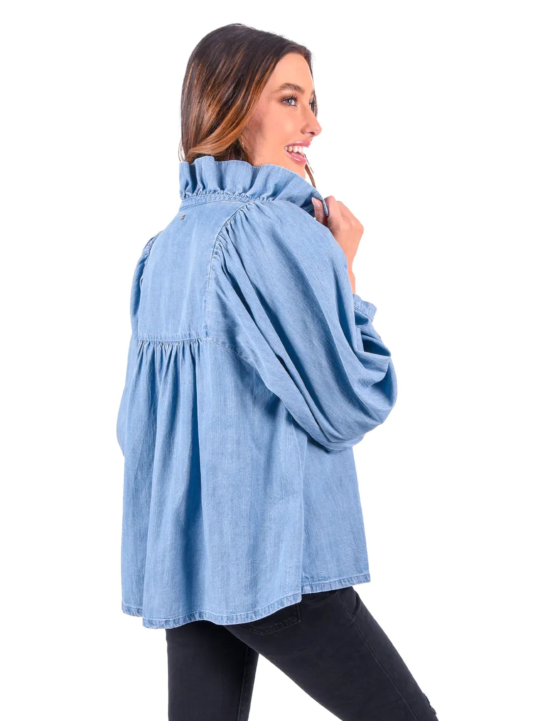 EMILY MCCARTHY Stella Top- Denim Chambray